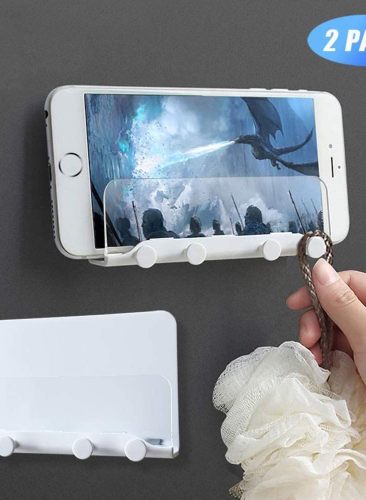 SYOSI Wall Mount Phone Holder,Phone Holder,Wall Key Hooks Adhesive Holder,Adhesive Kitchen Wall Mount for Smartphones,Phone Wall Mount for Bedroom,Kitchen and Living Room - Image 3