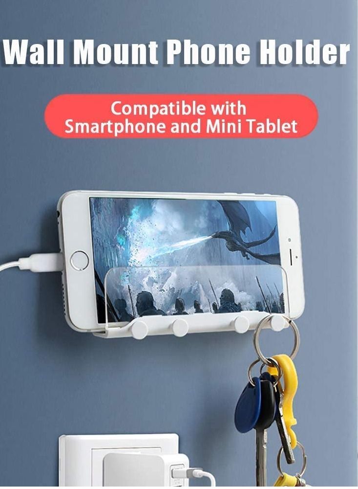 SYOSI Wall Mount Phone Holder,Phone Holder,Wall Key Hooks Adhesive Holder,Adhesive Kitchen Wall Mount for Smartphones,Phone Wall Mount for Bedroom,Kitchen and Living Room - Image 2