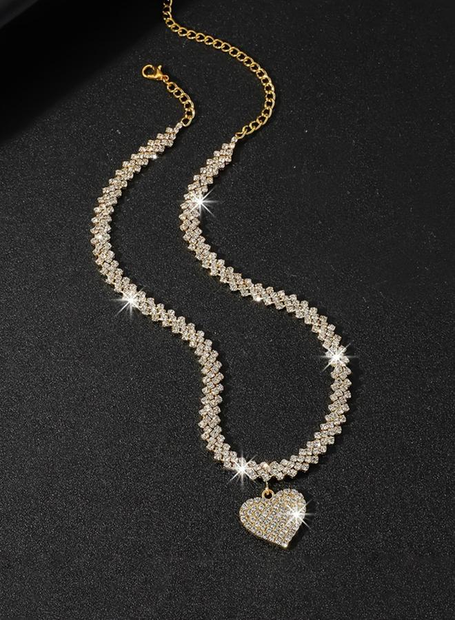 Take Two Sparkling Gold Heart Pendant Necklace - Image 3