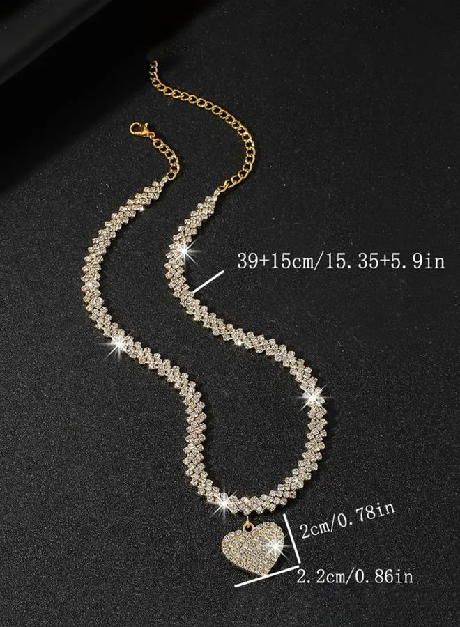 تايك تو قلادة ذهبية لامعة بدلاية على شكل قلب