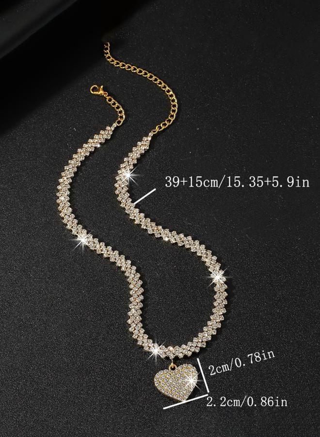 Take Two Sparkling Gold Heart Pendant Necklace - Image 2