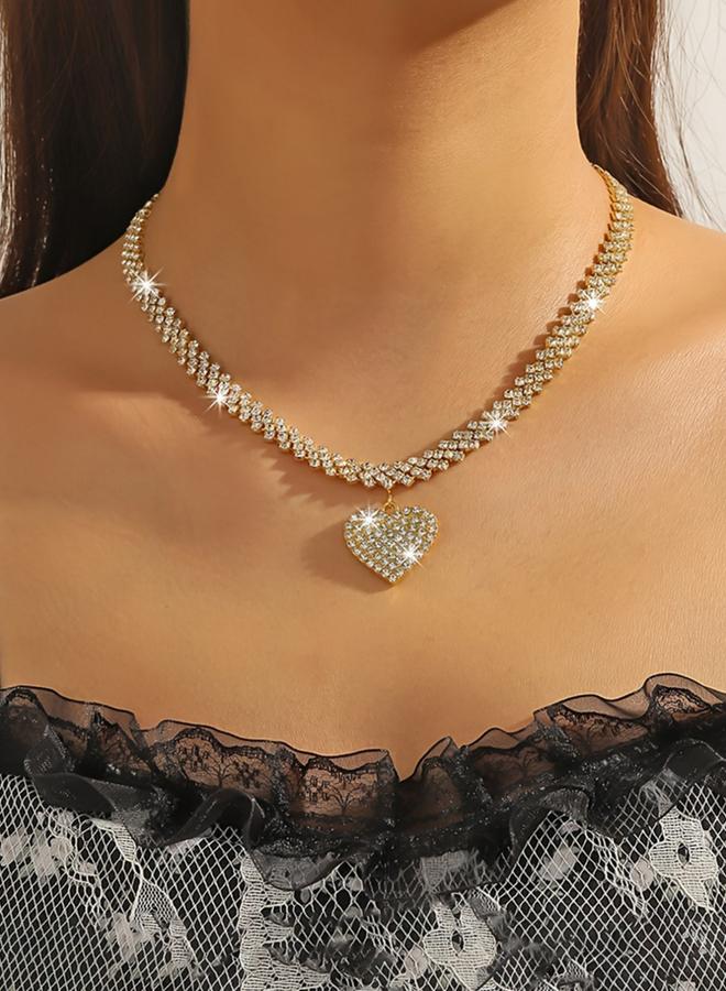 Take Two Sparkling Gold Heart Pendant Necklace - Image 1