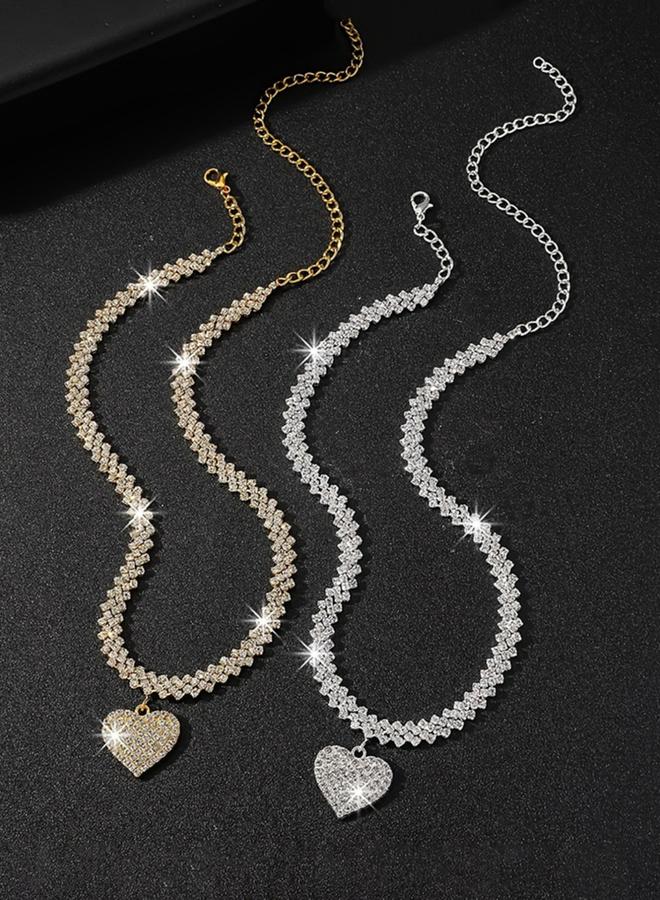 Take Two Sparkling Gold Heart Pendant Necklace - Image 4
