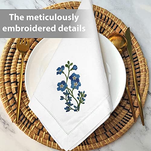 HCRAFT Embroidered Cotton Table Napkin, Cloth Napkins Set of 4 18"x18" Mixed Color Hyacinth Bulbs Napkin Square Fabric, Dining Room, Napkins Cloth Machine Washable, Cotton Cloth Napkins, Great Present - Image 2
