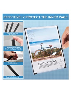 Generic 8.5 x 11'' Magnetic Sign Holder 5 Pcs Waterproof Clear Plastic Paper Holder with Magnet Borders Magnetic Document Holder for Home School Store Notice Pictrue Poster Display Black  - Image 2