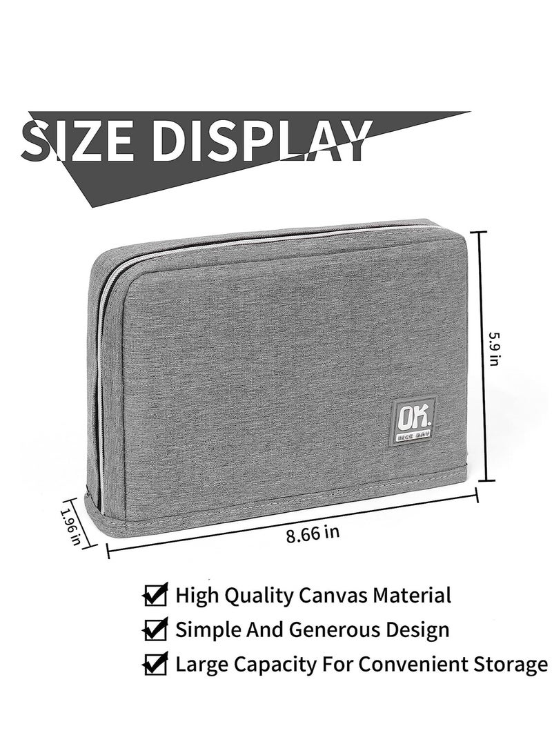 Standing Pencil Case Big Capacity Pencil Pouch Large Stationery Organizer Bag Canvas Office School Supplies for Primary Middle College Students Girls Boys Grey - Image 4