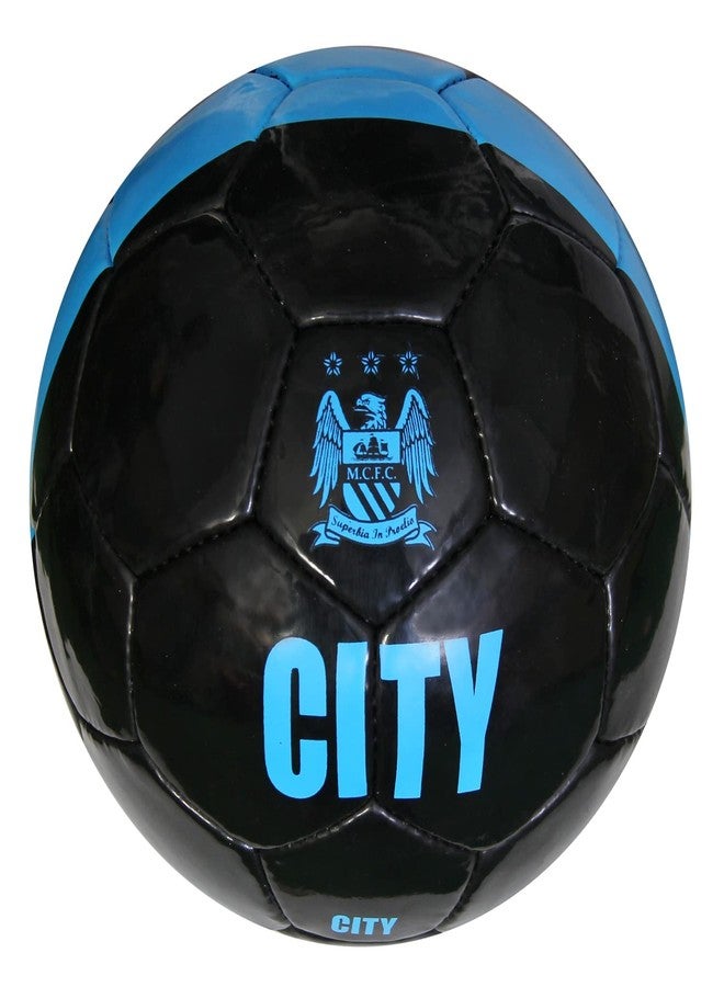 WIKIGO Premium Man City Black Football | Water Resistant | Football for Training & Match Practice Outdoor Soccer Ball Size-5 | Black/Blue - Image 1