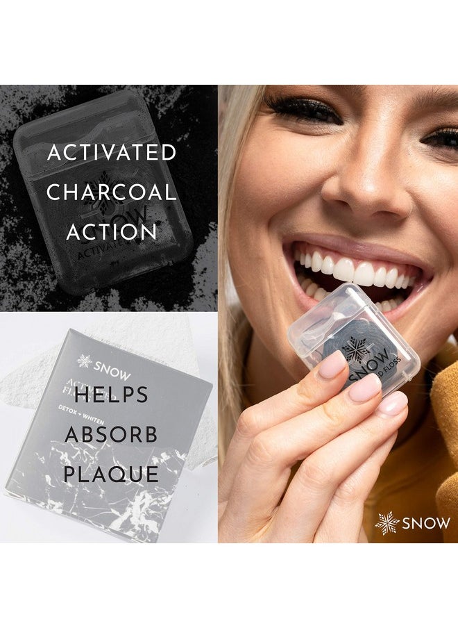 Snow - Activated Charcoal Teeth Whitening Floss Mint Flavored Eco Friendly Vegan Reusable Organic Bamboo Floss Reduce Waste With 52 Yards Of Compostable Dental Floss - Image 1