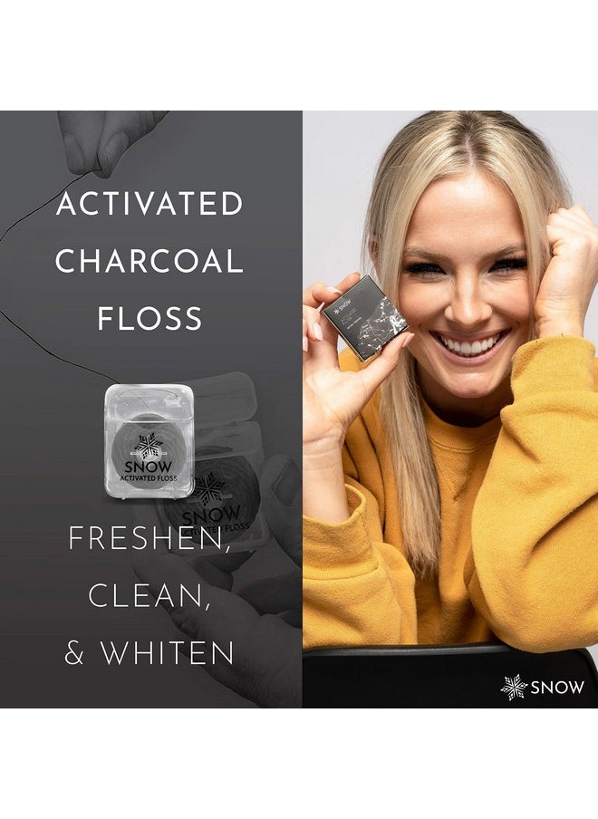 Snow - Activated Charcoal Teeth Whitening Floss Mint Flavored Eco Friendly Vegan Reusable Organic Bamboo Floss Reduce Waste With 52 Yards Of Compostable Dental Floss - Image 1