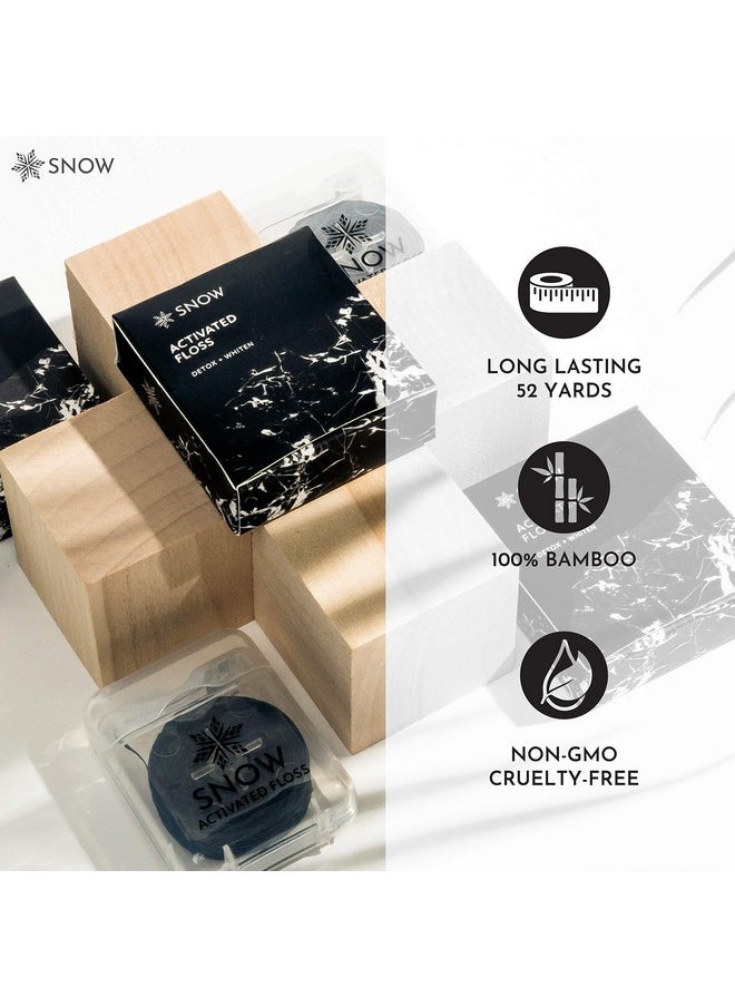 Snow - Activated Charcoal Teeth Whitening Floss Mint Flavored Eco Friendly Vegan Reusable Organic Bamboo Floss Reduce Waste With 52 Yards Of Compostable Dental Floss - Image 1