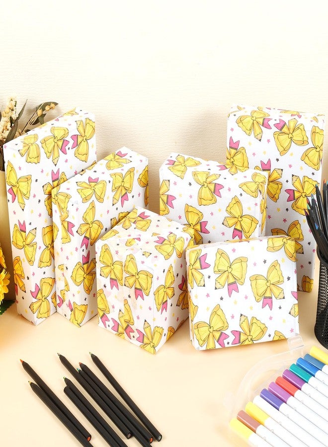 Fabllewavi 100 Sheets Bow and Pencil Tissue Paper, Coquette Pencil Ribbon Patterns Wrapping Paper for Back to School DIY Crafts Graduation Party Supplies, 13.8 x 19.7 Inch - Image 5