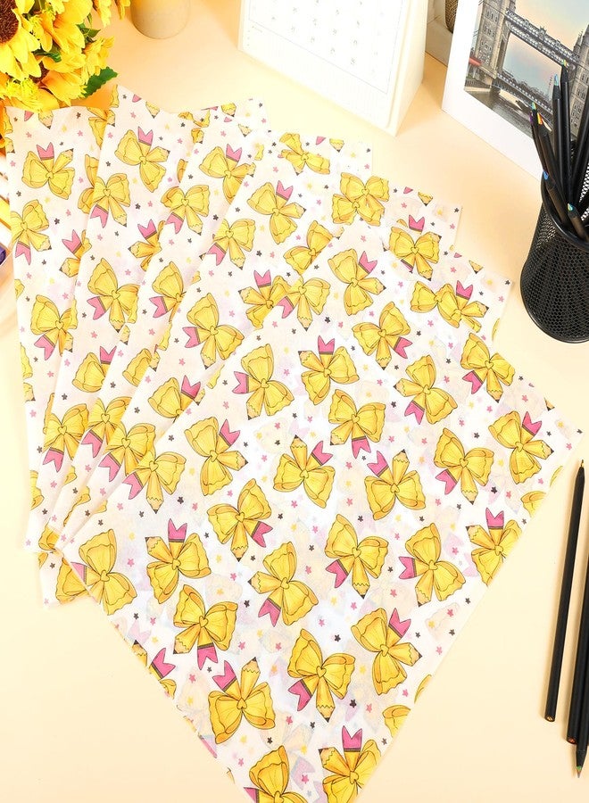 Fabllewavi 100 Sheets Bow and Pencil Tissue Paper, Coquette Pencil Ribbon Patterns Wrapping Paper for Back to School DIY Crafts Graduation Party Supplies, 13.8 x 19.7 Inch - Image 3