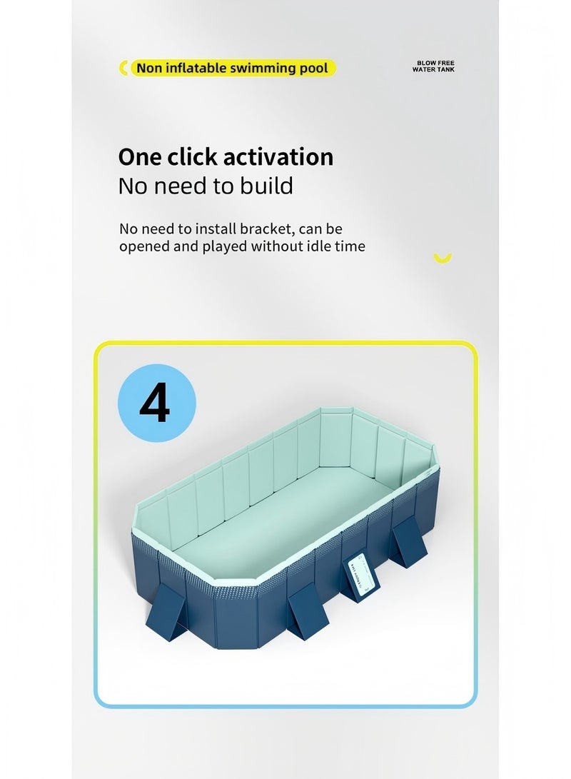 YIQUAN Folding Swimming Pool,Non-Inflatable Swimming Pool,Children Pool,Oversized Family Pool,Portable Swimming Pool,for Indoor, Outdoor,Garden,Summer Water Party 260 * 165 * 55cm - Image 3