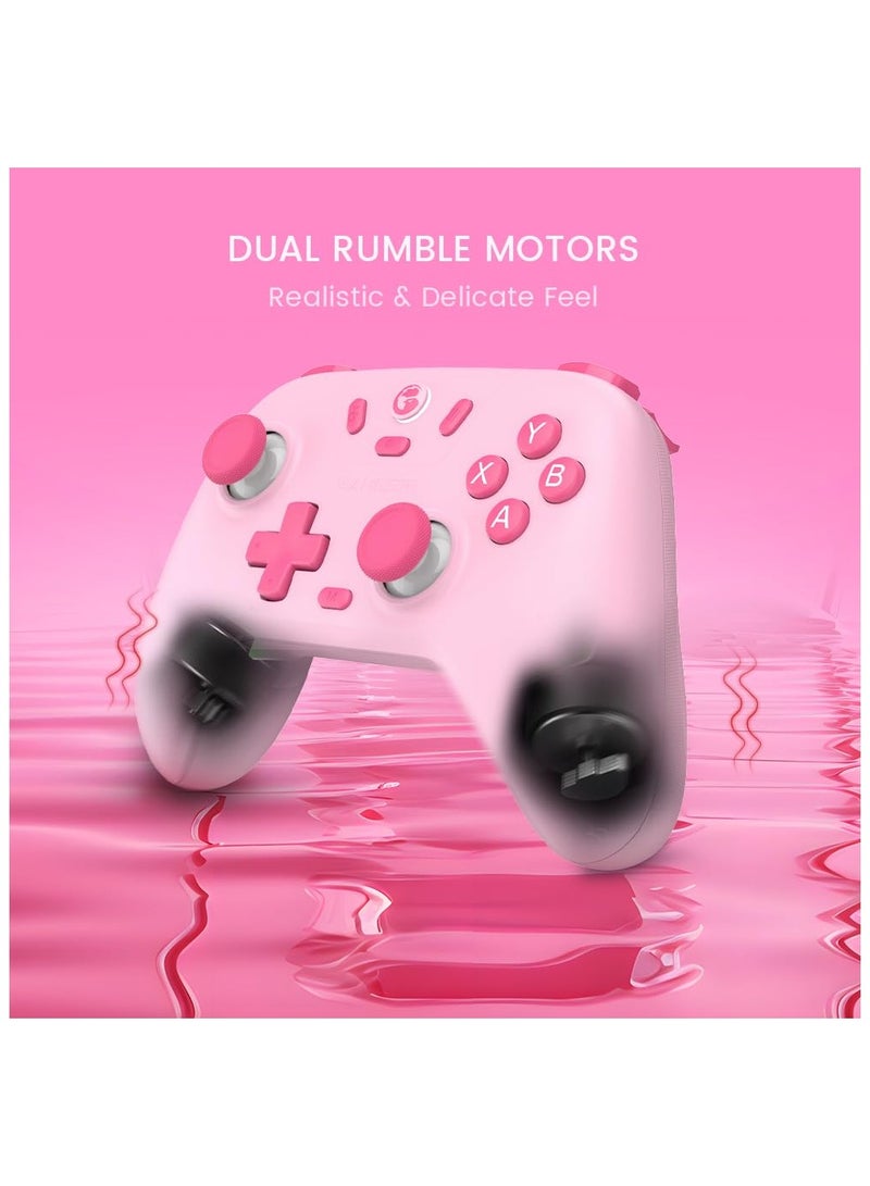 وحدة تحكم GameSir Nova Lite اللاسلكية 2.4 جرام لأجهزة الكمبيوتر التي تعمل بنظام Windows وiPhone وAndroid وSwitch وSteam Deck، وحدة تحكم ألعاب بلوتوث مع مشغل تأثير هول، توربو، اهتزاز هدير (وردي) - Image 3
