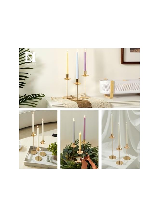 The Bros Candlestick Holders Taper Candle Holders, French Gold Candlestick Holders with Drip Protectors, 3 Pcs Iron Taper Candle Holder for Home Fall Christmas Dining Table Decor, Wedding Party Pillar Candle - Image 2