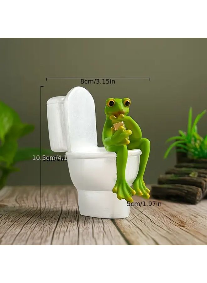 Toilet Frog Resin Figurine Country Style Decor No Power Needed Perfect For Desk TV Stand Living Room And Garden Ideal Gift - Image 4