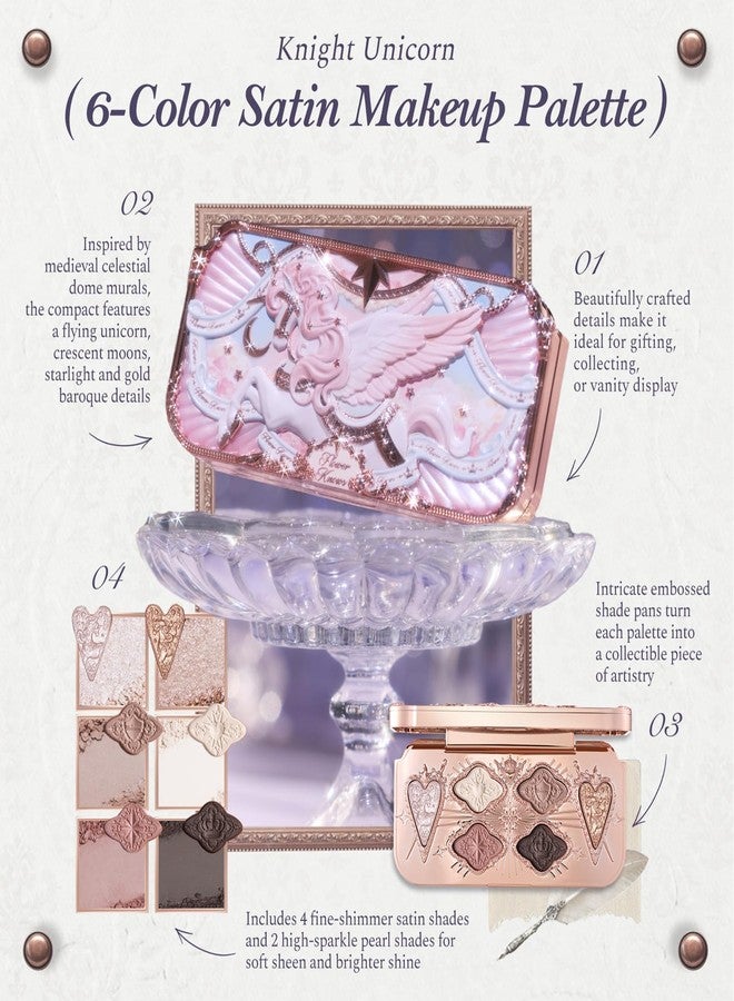 Flower Knows Knight Unicorn 6-Color Satin Makeup Palette, Nude & Taupe - Image 2