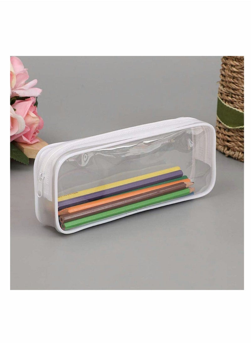 Excefore 4 PCS Clear Pencil Bag Clear Toiletries Bag Clear Exam Pen Pencil Case Pouch Bag Case Clear PVC Zipper Travel Luggage Pouch Make up Cosmetic Bag  - Image 5