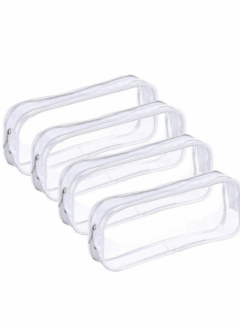 Excefore 4 PCS Clear Pencil Bag Clear Toiletries Bag Clear Exam Pen Pencil Case Pouch Bag Case Clear PVC Zipper Travel Luggage Pouch Make up Cosmetic Bag  - Image 1