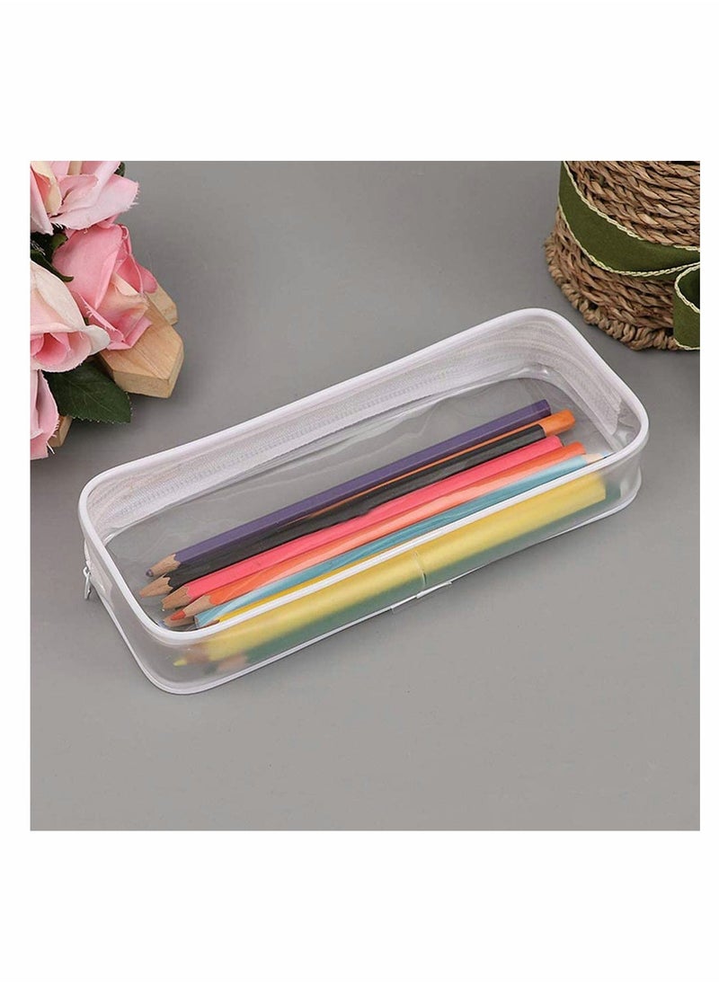 Excefore 4 PCS Clear Pencil Bag Clear Toiletries Bag Clear Exam Pen Pencil Case Pouch Bag Case Clear PVC Zipper Travel Luggage Pouch Make up Cosmetic Bag  - Image 4