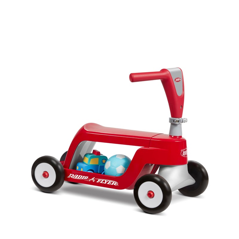 Radio Flyer راديو فلاير سكووت 2 رايد-أون ينمو مع طفلك، يتحول من زلاجة جلوس للأطفال إلى سكوتر وقوف للأعمار من 1 إلى 4، تصميم بأربع عجلات، أحمر كلاسيكي، متعة داخلية وخارجية - Image 5