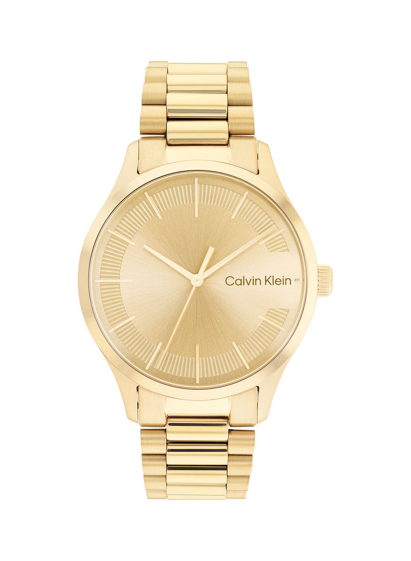 CALVIN KLEIN Analog Round Waterproof  Wrist Watch With Gold Strap 25200038 - Image 2