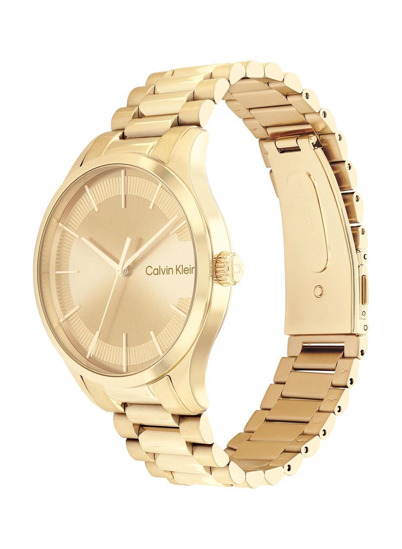 CALVIN KLEIN Analog Round Waterproof  Wrist Watch With Gold Strap 25200038 - Image 1