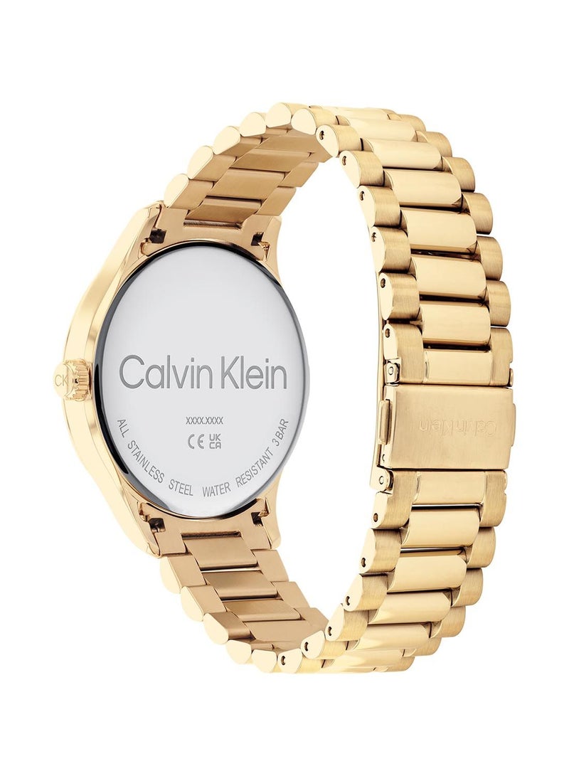 CALVIN KLEIN Analog Round Waterproof  Wrist Watch With Gold Strap 25200038 - Image 3
