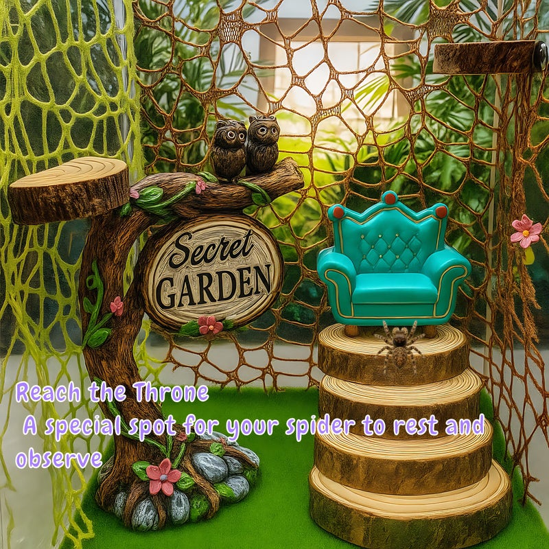 ZREVSB Jumping Spider Enclosure Accessories Kit, Habitat Decor â€” Spider Throne, Wood Stairs, Wood Ledges & Climbing Web - Image 2