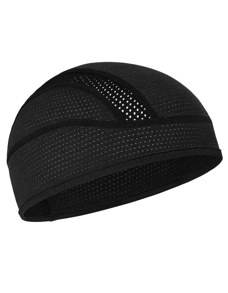 MELASA Skull Cap Helmet Liner Beanie, Cooling Mesh Cycling Running Hat for Men Women, Fits Under Helmets (Black) - Image 1