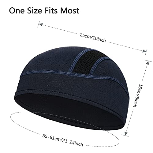 MELASA Skull Cap Helmet Liner Beanie, Cooling Mesh Cycling Running Hat for Men Women, Fits Under Helmets (Black) - Image 4