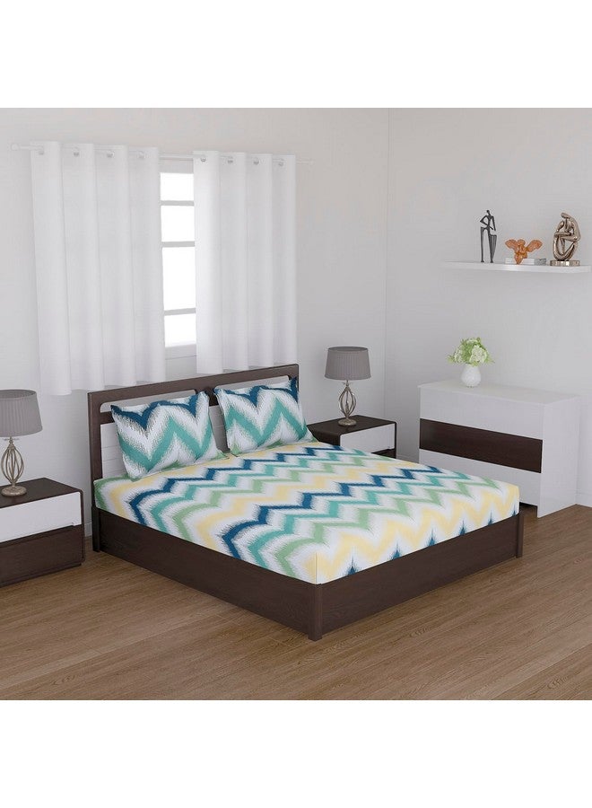 Status Contract Cotton Rich Double Bedsheet with 2 Pillow Covers for Bed Room, Home, Hotel-120 GSM (Green Yellow) - Image 2