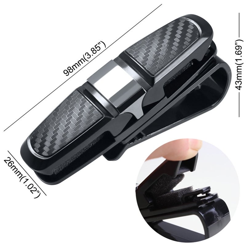 FineGood 2 Pack Glasses Holders for Car Sun Visor, Sunglasses Eyeglasses Mount with Ticket Card Clip - Black - Image 3