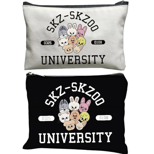 MONNYCAR Stay Fandom University Makeup Bag SKZ KPOP Group Gift for Fans STAY Character Cosmetic Bag KPOP Fans Gift Doublesided Printing 2PCS - Image 1
