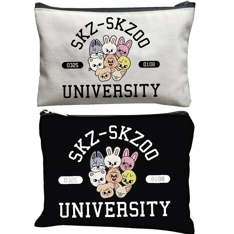MONNYCAR Stay Fandom University Makeup Bag SKZ KPOP Group Gift for Fans STAY Character Cosmetic Bag KPOP Fans Gift Doublesided Printing 2PCS - Image 2