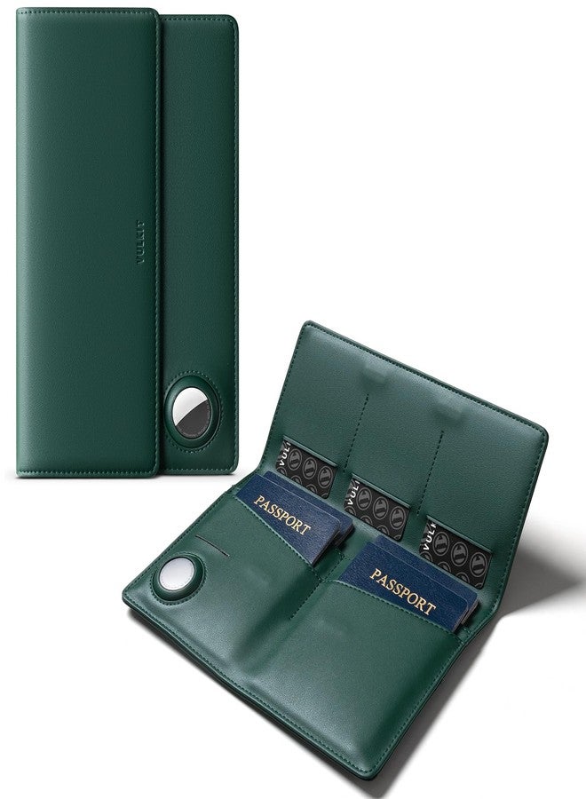 فولكيت حامل جوازات سفر عائلي من فولكيت، محفظة جلدية تتسع لأربعة جوازات سفر، مزودة بفتحة لبطاقة Airtag، حامل جوازات سفر متعدد، مزود بخاصية حجب RFID، منظم وثائق سفر ثنائي الطي - Image 1