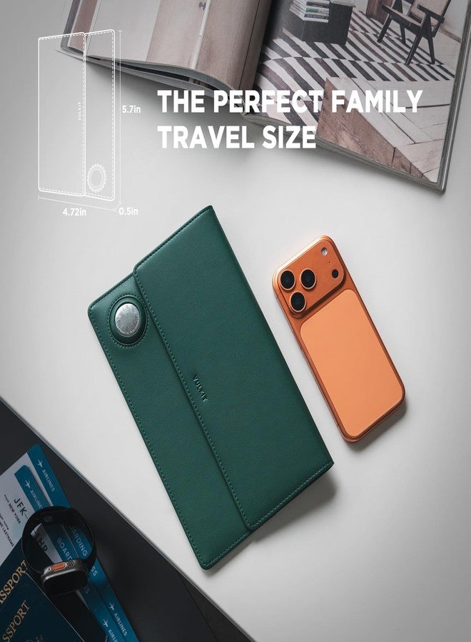 فولكيت حامل جوازات سفر عائلي من فولكيت، محفظة جلدية تتسع لأربعة جوازات سفر، مزودة بفتحة لبطاقة Airtag، حامل جوازات سفر متعدد، مزود بخاصية حجب RFID، منظم وثائق سفر ثنائي الطي - Image 3