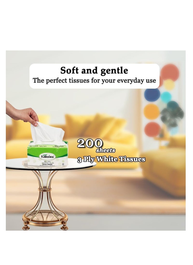 NNC PETS Ultra-soft facial tissues, Travel-Friendly tissue for Home, Office and Restaurants, 40PCs Soft 3-Ply with Natural wood pulp, Highly absorbent facial tissue for Wet & Dry use, 8-Pack (White)  - Image 3