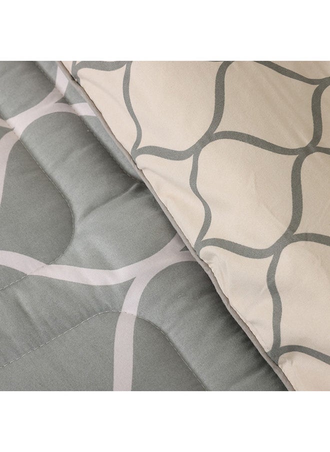 Ogee Printed Comforter Set, Grey & Beige