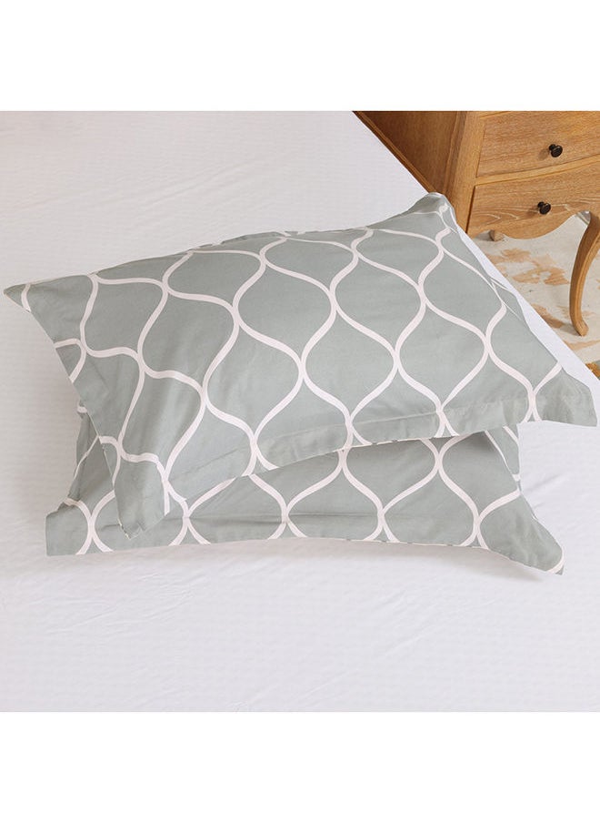 Ogee Printed Comforter Set, Grey & Beige
