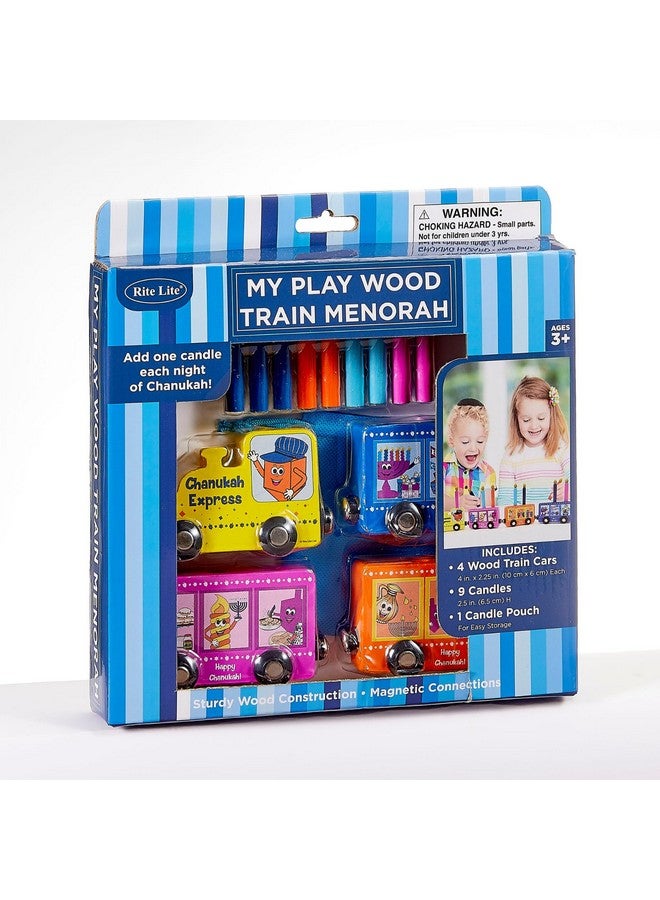 Rite Lite Hanukkah Train Menorah with Removable Wooden Candles | Hanukkah Gifts Colorful Chanukah Menorah Hanukkah Gifts Decorations Centerpiece, Jewish Holiday Party Favors Decor 16.50" L - Image 4