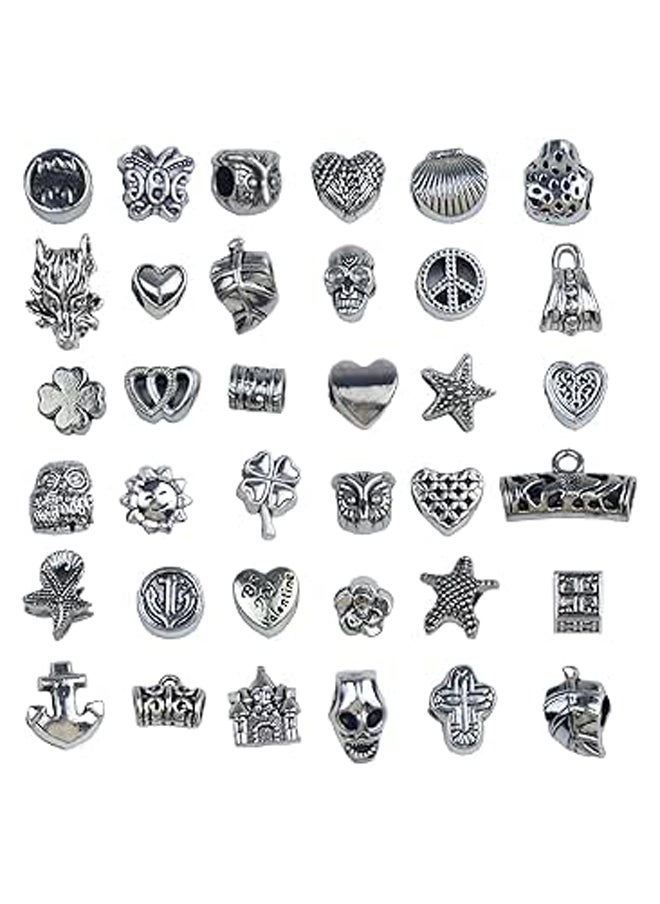 Generic Mixed 36Pcs Tibetan Silver Spacer Loose Beads Charms European Jewelry Making Charm Bracelets Pendant Charms for Necklace Bracelet Making DIY Craft  - Image 1
