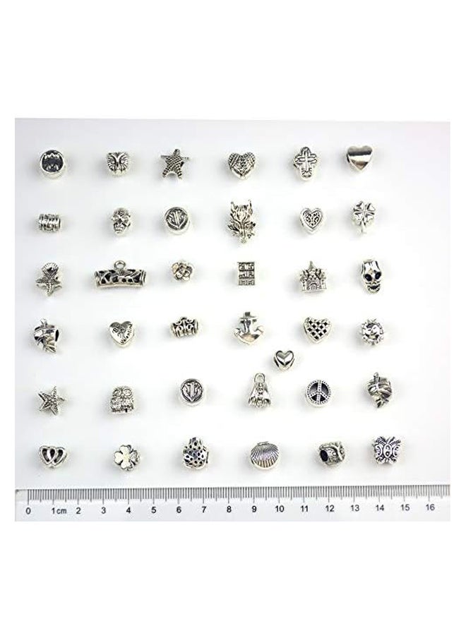 Generic Mixed 36Pcs Tibetan Silver Spacer Loose Beads Charms European Jewelry Making Charm Bracelets Pendant Charms for Necklace Bracelet Making DIY Craft  - Image 3