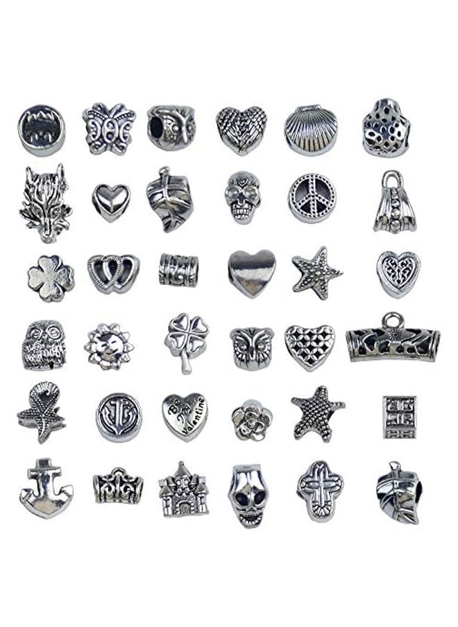 Generic Mixed 36Pcs Tibetan Silver Spacer Loose Beads Charms European Jewelry Making Charm Bracelets Pendant Charms for Necklace Bracelet Making DIY Craft  - Image 2