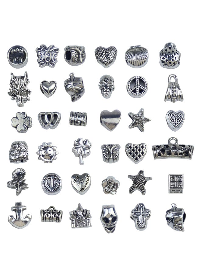 Generic Mixed 36Pcs Tibetan Silver Spacer Loose Beads Charms European Jewelry Making Charm Bracelets Pendant Charms for Necklace Bracelet Making DIY Craft  - Image 4