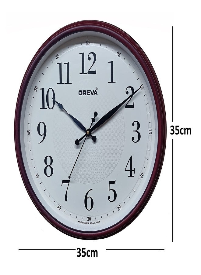 OREVA Plastic Designer Sweep Silent Wall Clock (35.5 x 6.9 x 35.5 cm, Cola, AQ-6497SS) - Image 2