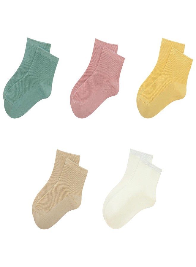 SERISIMPLE Viscose Bamboo Stretch Kids Ankle Socks Breathable Lightweight for Toddler Preschool Thin Soft Baby Socks 5 Pairs (Assorted, Small) - Image 1