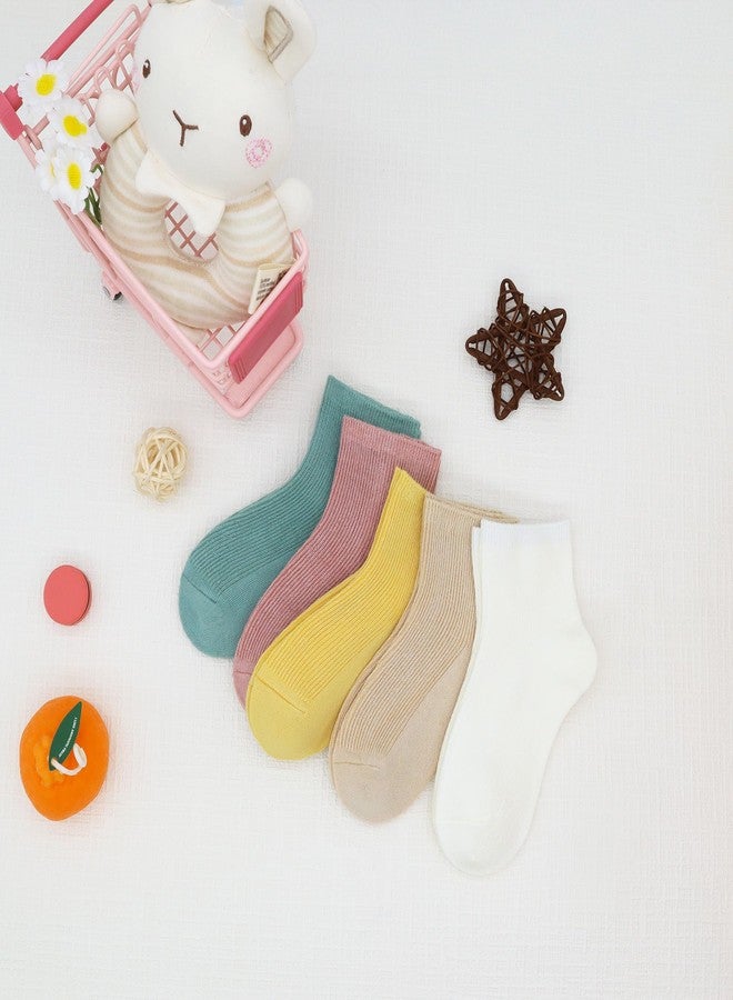 SERISIMPLE Viscose Bamboo Stretch Kids Ankle Socks Breathable Lightweight for Toddler Preschool Thin Soft Baby Socks 5 Pairs (Assorted, Small) - Image 3