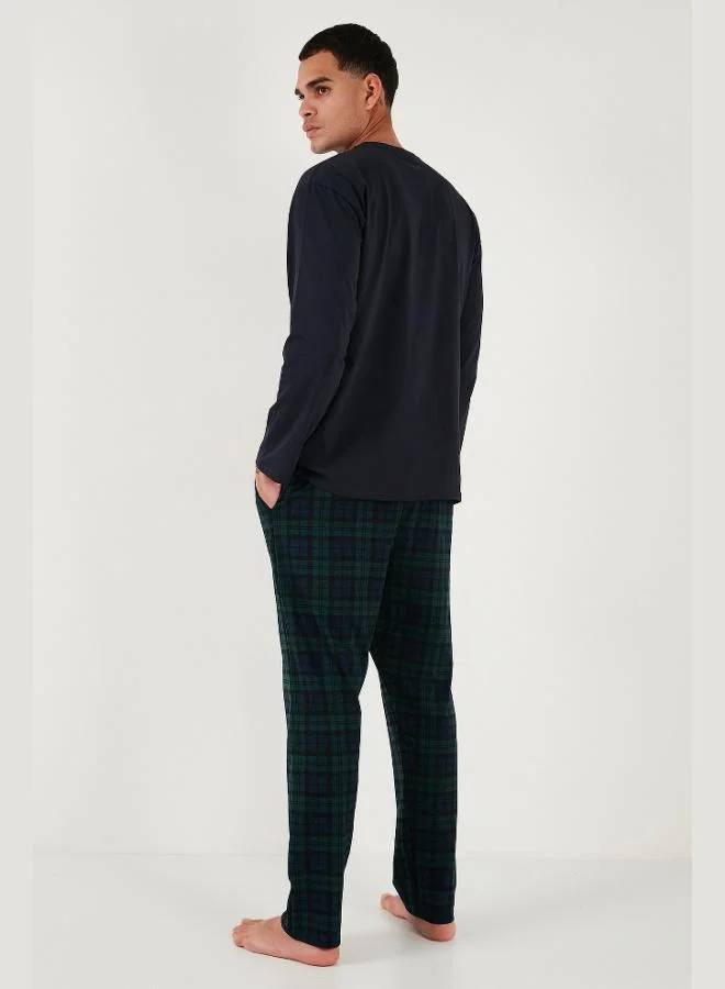 Buratti  Buratti Plaid Cotton Regular Fit High Waist Crew Neck Pajama Set Men's PAJAMAS SET 6574000 for Men | Best Price UAE