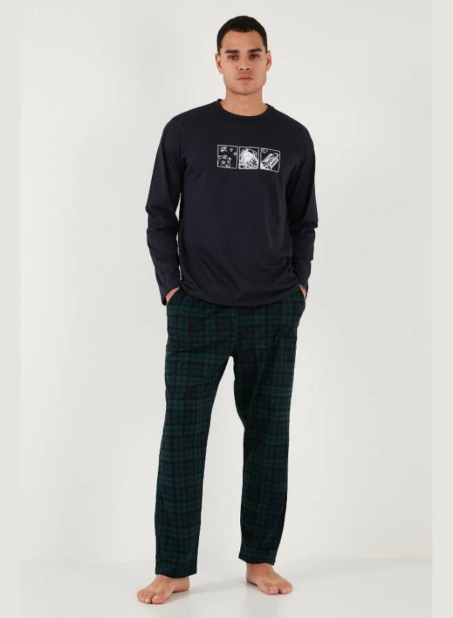 Buratti  Buratti Plaid Cotton Regular Fit High Waist Crew Neck Pajama Set Men's PAJAMAS SET 6574000 for Men | Best Price UAE
